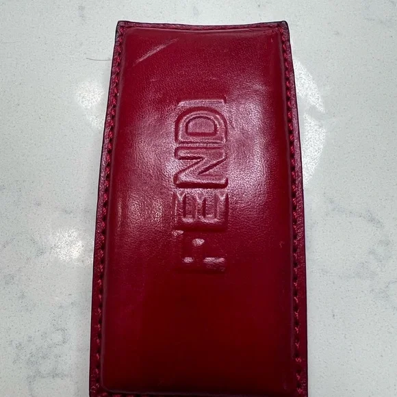 FENDI Red Leather Hair Clip Fendi Hair Accessory: Suede Barrette main image 2